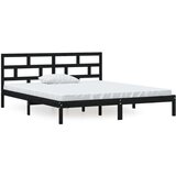  Posteljni okvir črn iz trdnega lesa 135x190 cm 4FT6, (20644066) | Shoptok.si
