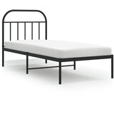 Maison Chic Kovinski Posteljni okvir - Enojna postelja - Postelja za odrasle z vzglavjem črn 90x190 cm, (21694671) | Shoptok.si