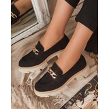 Resti Eco-suede moccasins with gold embellishment in black Zaffix- Footwear | shoptok.hr