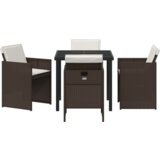 vidaXL 5-dijelni vrtni set za objedovanje s jastucima smeđi, Vrtni stol crni 80x80x73 cm od kaljenog stakla | shoptok.hr