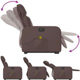  Električni masažni naslonjač na podizanje od umjetne kože smeđi | shoptok.hr