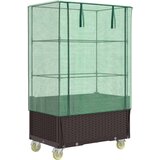  Povišena gredica s pokrovom i kotačima 80 x 50 x 182 cm Smeđa | shoptok.hr