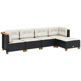 Maison Chic Seti vrtnega pohištva - Vrtna garnitura - Vrtni pohištvo set 5-delna z blazinami črn poli ratan, (21815189) | Shoptok.si