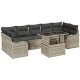 vidaXL 8 Dijelni Vrtni Sofa Set s Jastučićima Svjetlosiva Poli Ratan, 2-sjedalna Vrtna Sofa s Odlaganjem i Jastučićima Svjetlosiva Poli Ratan Cijene
