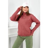 Kesi Sweater with decorative ruffle dark pink Cene