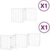 vidaXL Ograda za pse z vrati zložljiva 9 panelov bela 450 cm les | Shoptok.si