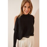  Women's Black Cut Out Detailed Oversize Knitwear Sweater | shoptok.hr