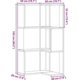 vidaXL Kutni regal za knjige 3 razine boja hrasta 50x50x102 cm drveni | shoptok.hr