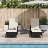 Ležaljka 3 pcs Crna i krem-bijela 55 x 200 x 92 cm poliratan | shoptok.hr