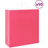 vidaXL Papirnate vrećice 50 kom s ručkama ružičaste 45x17x48 cm Cijene