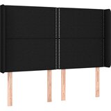  Vzglavje z ušesi črno 147x16x118/128 cm blago, (20736005) | Shoptok.si