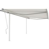 vidaXL Ročno zložljiva tenda s stebrički 4,5x3 m krem | Shoptok.si