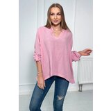 Kesi Cotton blouse with rolled up sleeves in light pink color | shoptok.hr