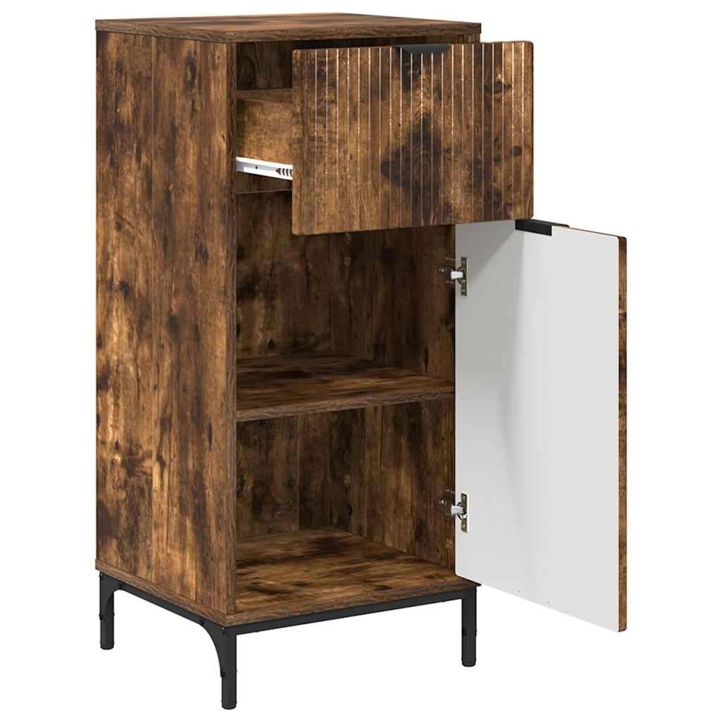vidaXL kopalniška omarica s predalom dimljeni hrast 39.5 x 36 x 88 cm | Shoptok.si