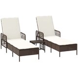  Ležaljka 3 pcs Smeđa i krem bijela 200 x 55 x 92 cm poliratan | Eponuda.com