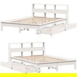 vidaXL Krevet s regalom z knjige bez madraca bijeli 135x190cm borovina | shoptok.hr