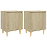  Noćni ormarići s drvenim nogama 2 kom boja hrasta 40x30x50 cm Smeđa | shoptok.hr