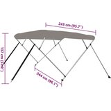 vidaXL Tenda bimini s 4 luka siva 243 x 250 x 131 cm | shoptok.hr