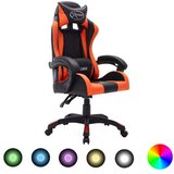 Igraća stolica s RGB LED svjetlima narančasto-crna umjetna koža | Eponuda.com