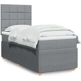 vidaXL Box spring postelja z vzmetnico svetlo siv 100x200 cm blago | Shoptok.si
