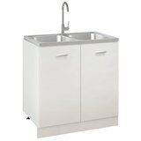  Kuhinjski sudoper s dva korita srebrni 800x500x155 mm čelični | Eponuda.ba