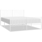 vidaXL Kovinski posteljni okvir z vzglavjem in vznožjem bel 160x200 cm | Shoptok.si
