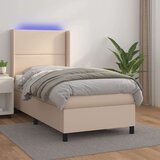  Box spring postelja z vzmetnico LED kapučino 80x200cm um. usnje, (20900164) Cene