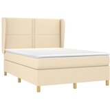  Krevet s oprugama i madracem krem 140 x 190 cm od tkanine | shoptok.hr