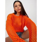 Fashion Hunters Orange openwork summer sweater Cene
