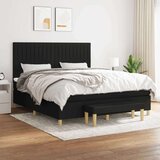  Box spring postelja z vzmetnico črna 160x200 cm blago Cene
