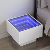 vidaXL Nočna omarica z neskončnimi LED bela 40x40x30 cm Cene