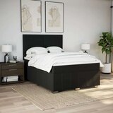 vidaXL Box spring postelja z vzmetnico črna 140x200 cm blago | Shoptok.si