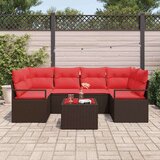  Set sofe 7 pcs Smeđa i crvena poliratan | shoptok.hr
