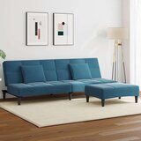  Kavč dvosed z ležiščem in stolčkom za noge moder žamet, (21228552) | Shoptok.si