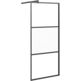 Pregrada za tuš s policom crna 90x195 cm staklo ESG i aluminij | shoptok.hr