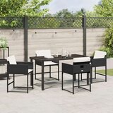 vidaXL set za vrtno jedilnico s 5 kosi in blazinami črnega poly ratana | Shoptok.si