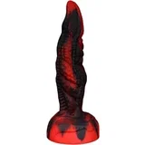 Hell Dong - gumeni groovy dildo - 20 cm (crno-crveni)