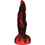 OgazR Hell Dong - Urezan dildo z lepljivimi blazinicami - 20 cm (črno-rdeč)