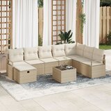 vidaXL 9-dijelna vrtna garnitura sofa s jastucima bež poli ratan, 2-sjedna vrtna sofa s jastucima bež poli ratan | shoptok.hr