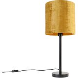 QAZQA Moderna namizna svetilka črna z zlatim senčnikom 25 cm - Simplo | Shoptok.si