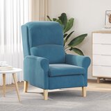 vidaXL Modri Naslanjač Modra Tkanina, Les Standard Ergonomski | Shoptok.si