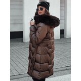 DStreet Kurtka damska STYLOWQ długa pikowana z futerkiem kawowa | shoptok.hr