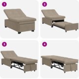  Sofa postelja Taupe 194 x 67 x 82 cm Mikrovlakna, (5000138559) | Shoptok.si