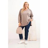 Kesi Włoski Plus Size women's cotton blouse with fango print color | Shoptok.si