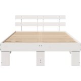 Bijeli krevetni okvir s uznasom 120x200 cm od masivnog drva borovine | shoptok.hr