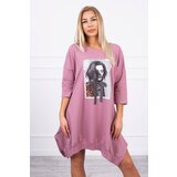 Kesi Dress with print and flared bottom dark pink Cijene
