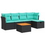 vidaXL Vrtna sedežna garnitura 6-delna z blazinami črna poli ratan, (22048373) | Shoptok.si
