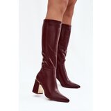 Boto Women's High Heel Boots with Gold Element Bordeaux Alessine | shoptok.hr