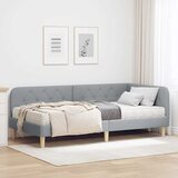 vidaXL Kotna postelja z vzmetnico Svetlo siva 100 x 200 cm blago | Shoptok.si