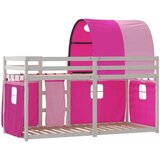 vidaXL krevet na kat sa zavjesama ružičasti 75 x 190 cm od borovine | shoptok.hr
